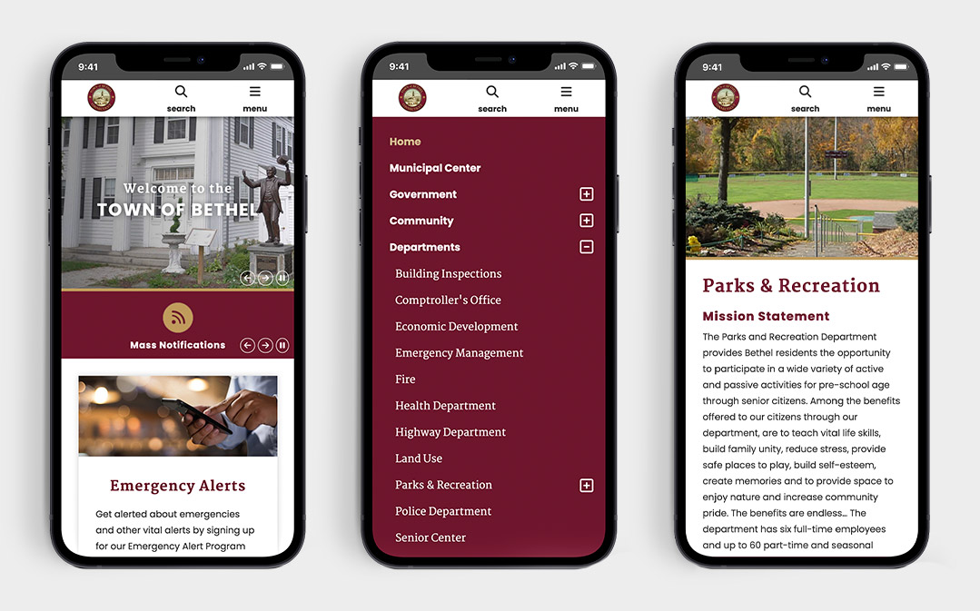 Official Website of Bethel, CT - Mobile Screens