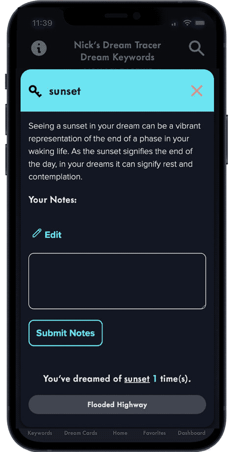 Dream Tracer - Sunset Keyword Modal